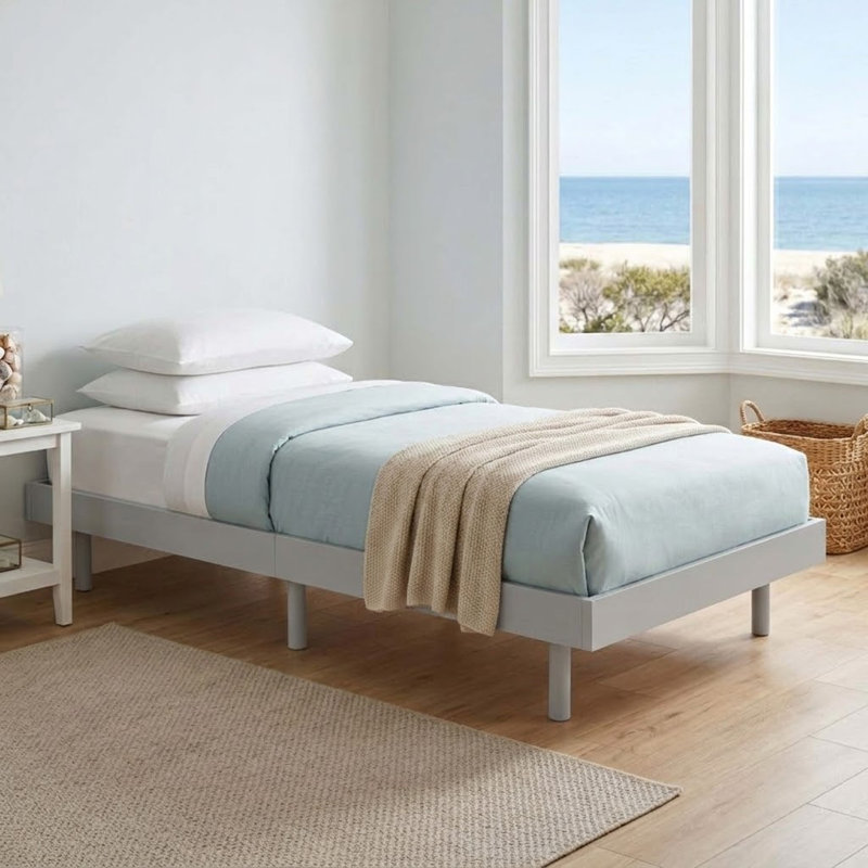 Cadre de lit simple 10,51 po Conny, Gris