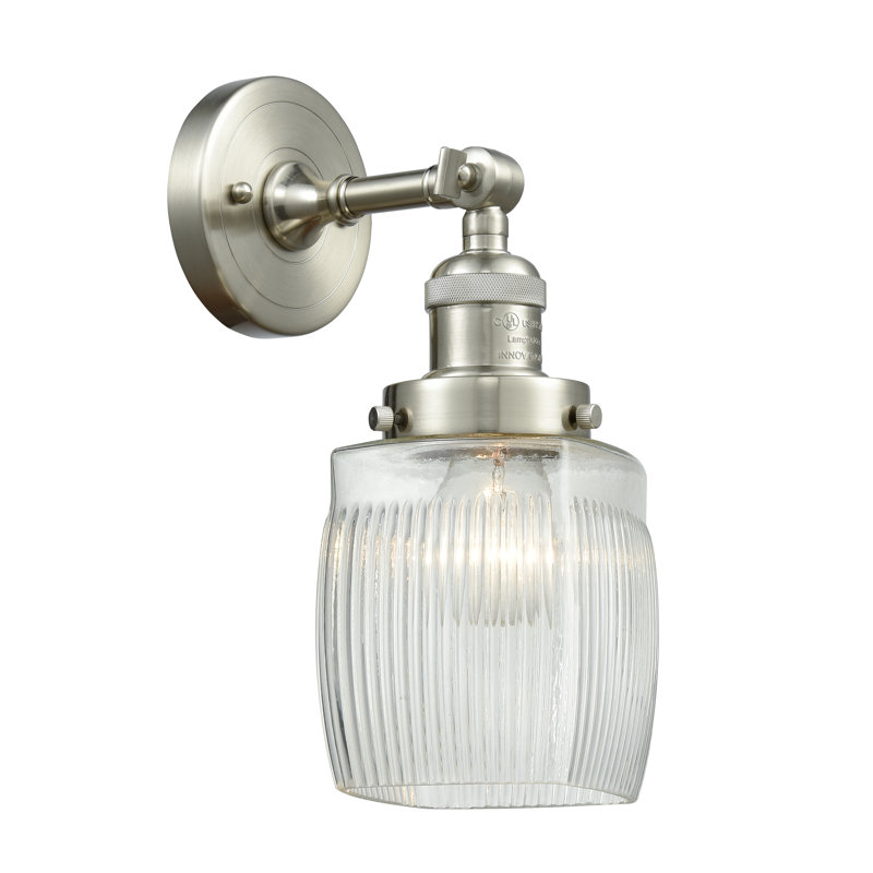 Applique murale 1 lumière pour salle de bain Mireya, Ampoule incandescente rétro de 60 watts, Nickel satiné brossé