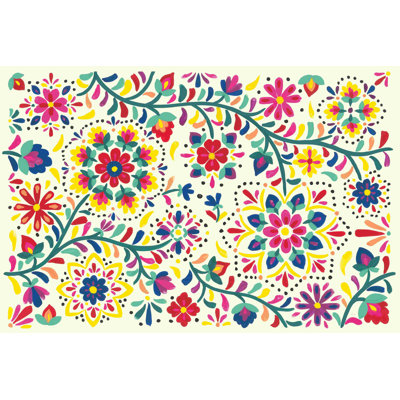 Floral Fiesta White I - impression sur toile tendue