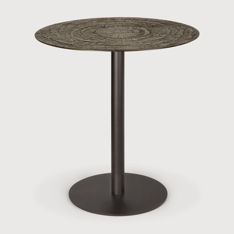Blend dining table - varnished Minerals top - Ray Whisky - Dark Bronze base - round 70/70/76, 30"H x 27.5"L x 27.5"W