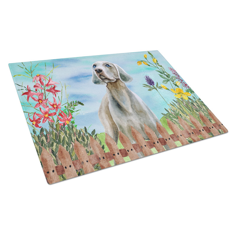Planche à découper à ressorts en verre trempé caroline, Weimaraner