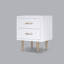 Table de chevet Tru, 2 tiroirs, bois d'acajou blanc moderne, pieds en métal doré