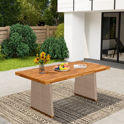 Table de salle à manger d'extérieur en bois d'acacia