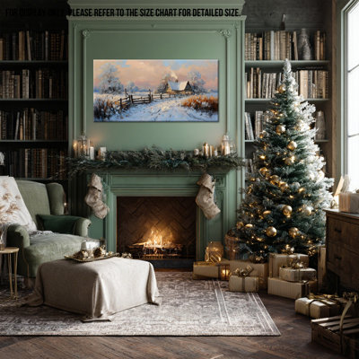 Grand paysage d'hiver, art mural sur toile, scène d'hiver