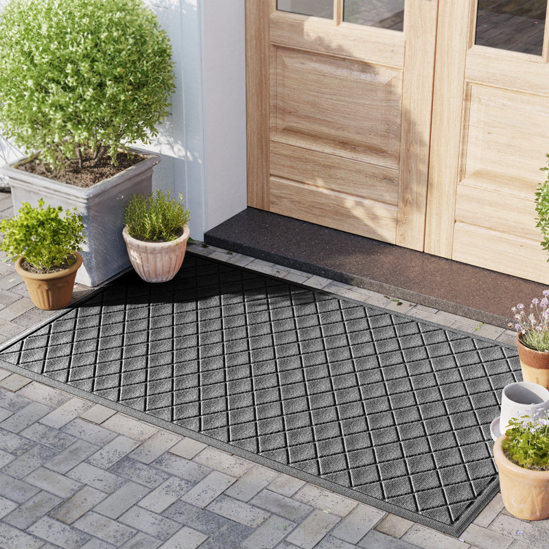 WaterHog® Argyle 35 in. x 59 in. Indoor Outdoor Doormat, Rectangle 34' x 54', Medium Gray