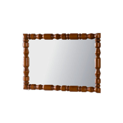 Vintage Wooden Carved Wall Mirror, Decorative Column Frame for Living Room/Entryway Retro Decor
