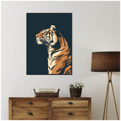 Navy Tiger by The Creative Bunch Studio Framed Canvas Wall Art Print