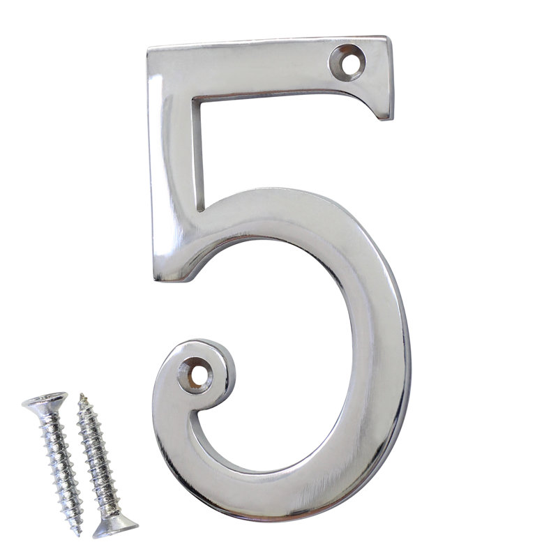 Numéro de maison 4 po, Chrome poli, 5