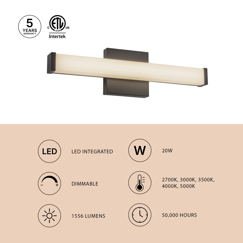 Geri 18-in Black dimmable LED Wall Sconce, 18-in, Matte Black
