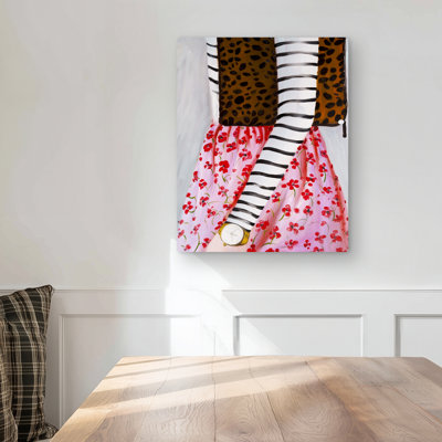 Fashionable Woman with Leopard Bag - Metal Print Home Decor