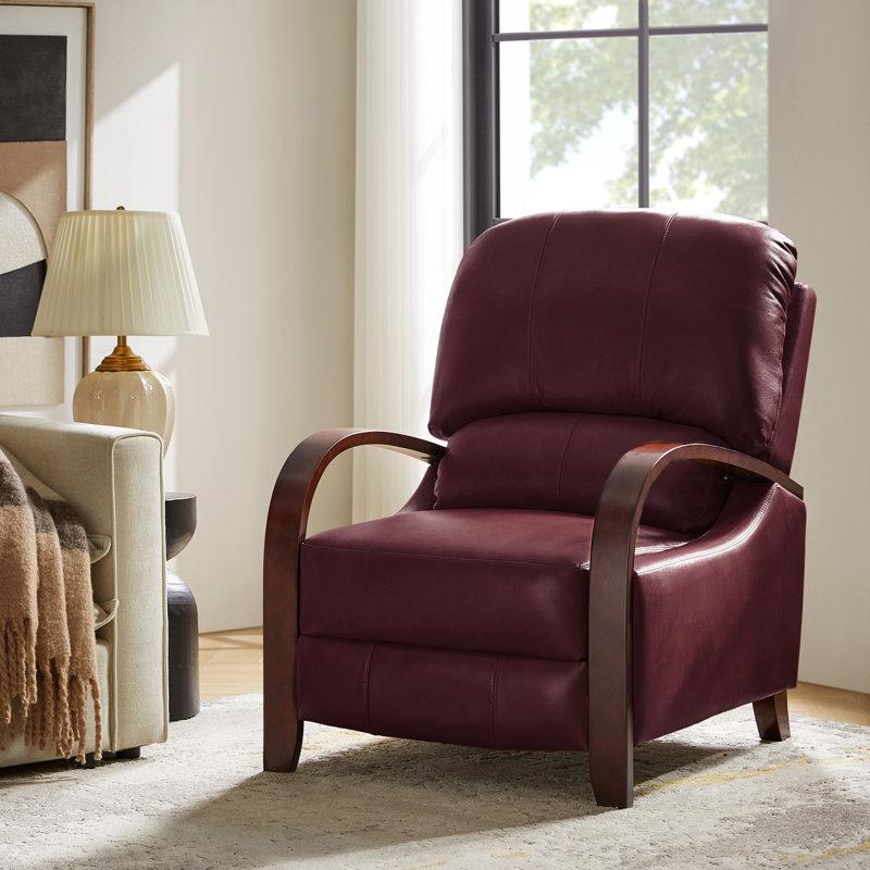 Fauteuil inclinable standard en cuir véritable Hardge, Cuir véritable bourgogne