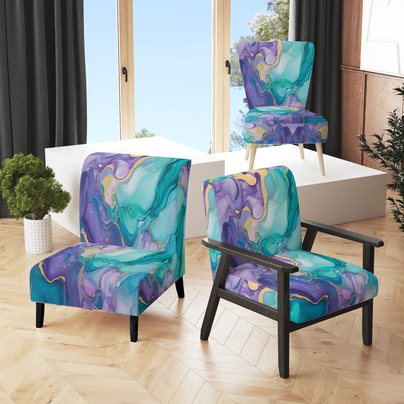 Fauteuil de chambre Berendien , Mélange de polyester turquoise / mauve