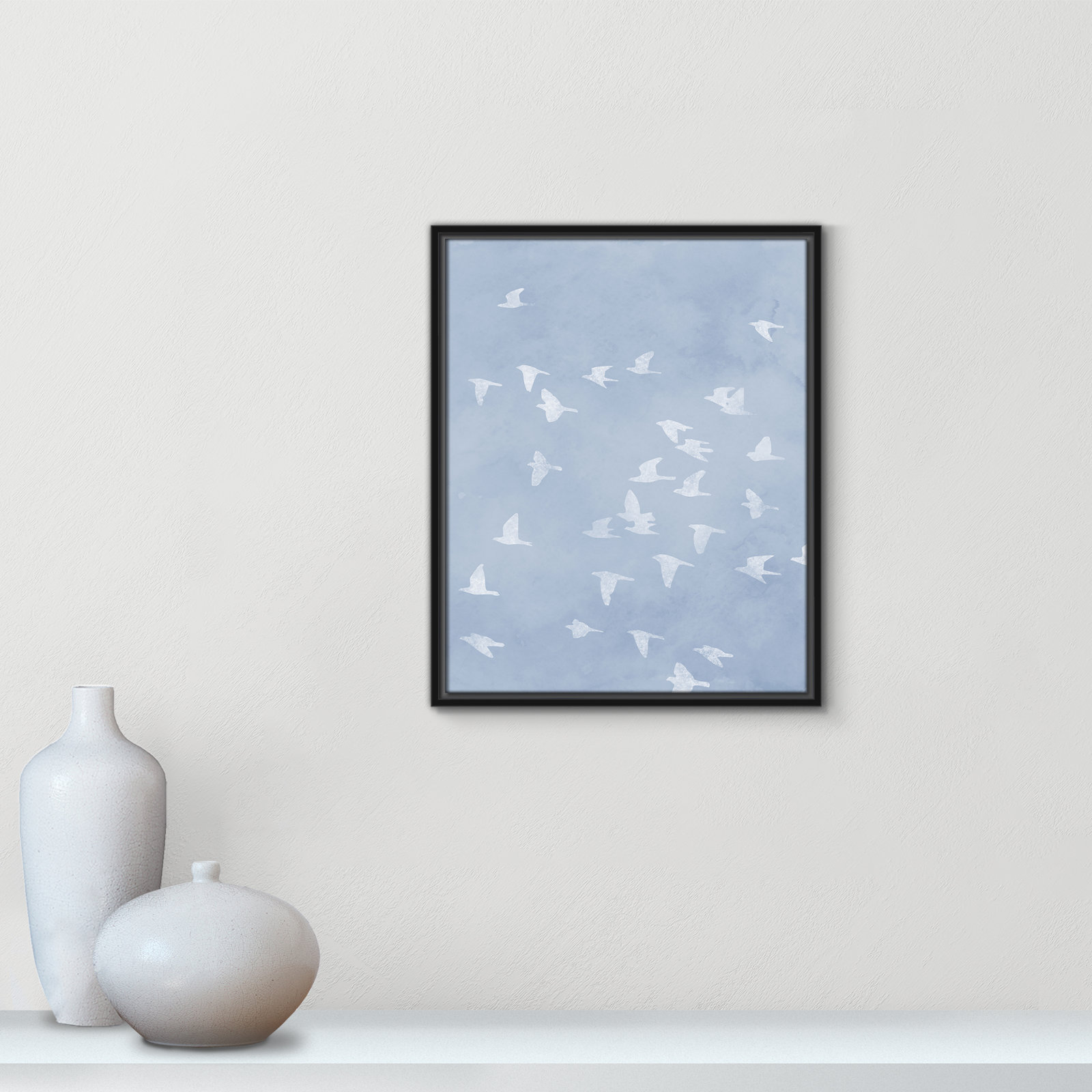 Flying Friends Print by Marcus Prime, Black Floater, 17.5'' W x 21.5'' H