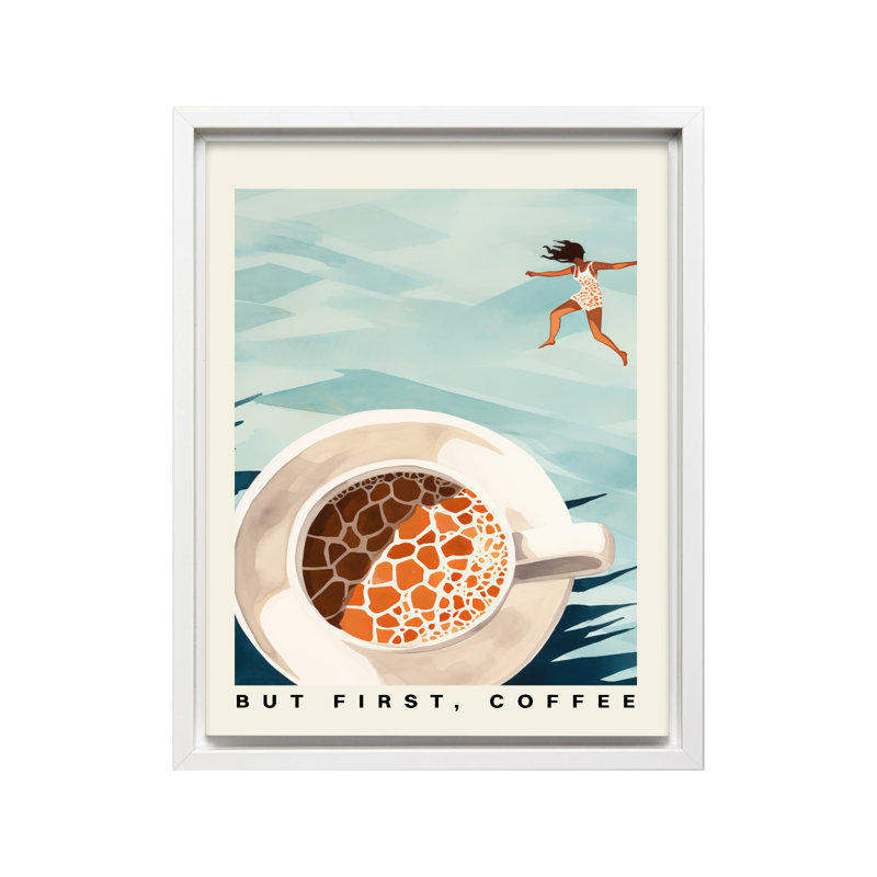 But But, Coffee, Canvas, 24"H x 32"W, White Framed