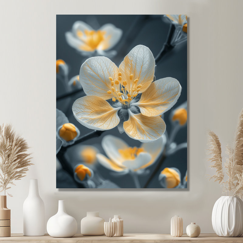«Yellow Apple Blossom Wonders II», reproduction d'art murale, Toile tendue, H 24 po x l 32 po
