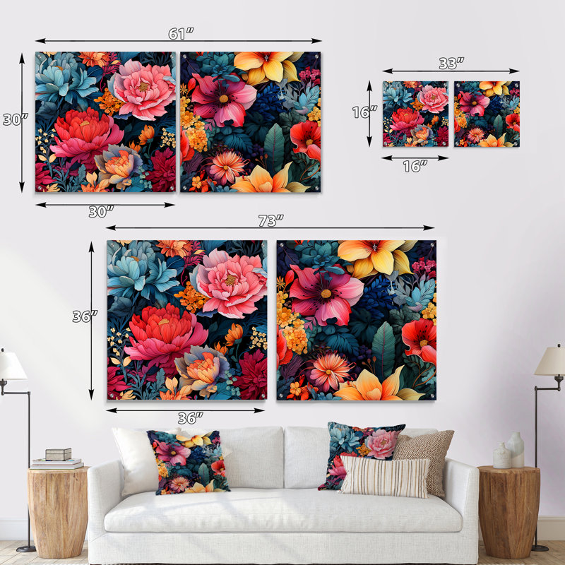 Lenna - ensemble de 2 art mural en verre acrylique, H 16 po x l 33 po