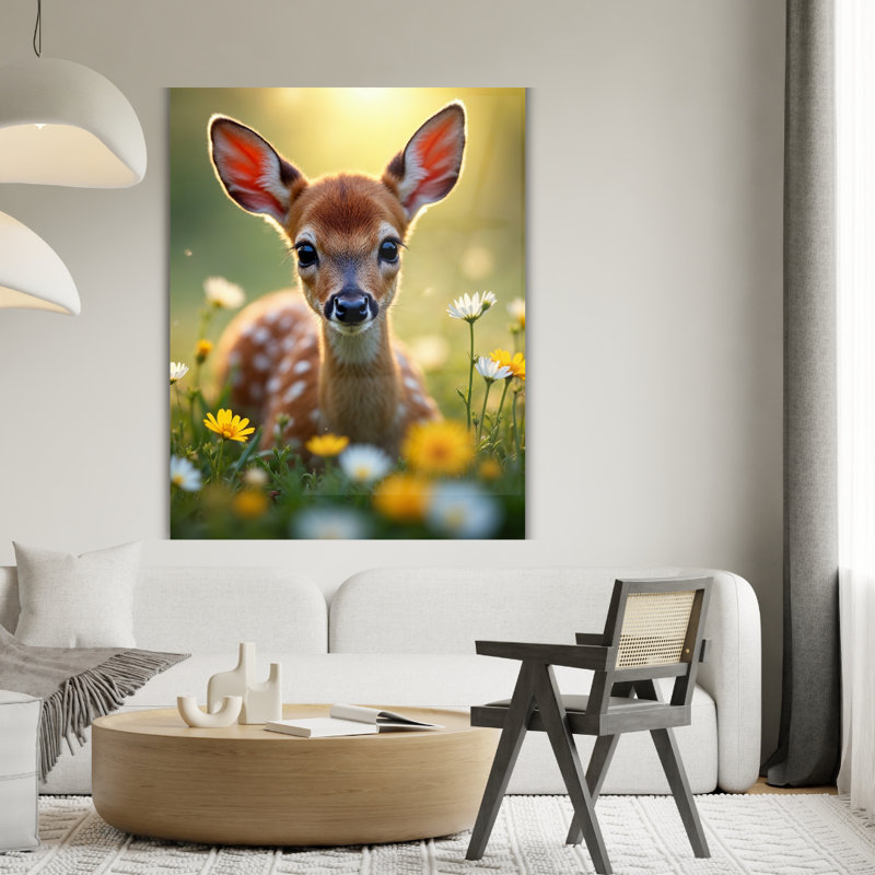 Art mural en verre fauve sur fond fleur fauve, H 24 po x l 18 po