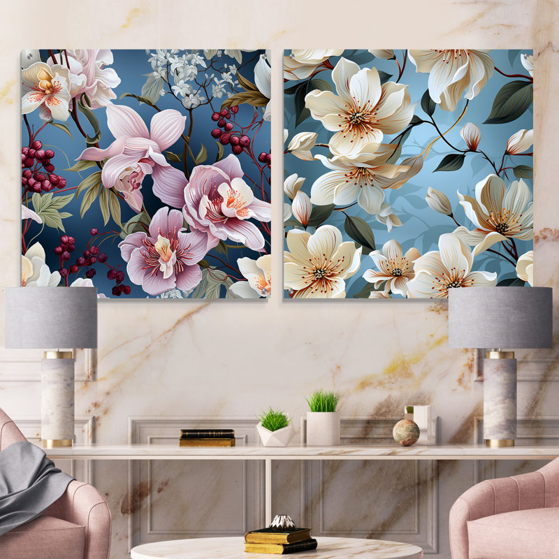 Florian - Ensemble de 2 art mural en verre acrylique, H 16 po x l 33 po