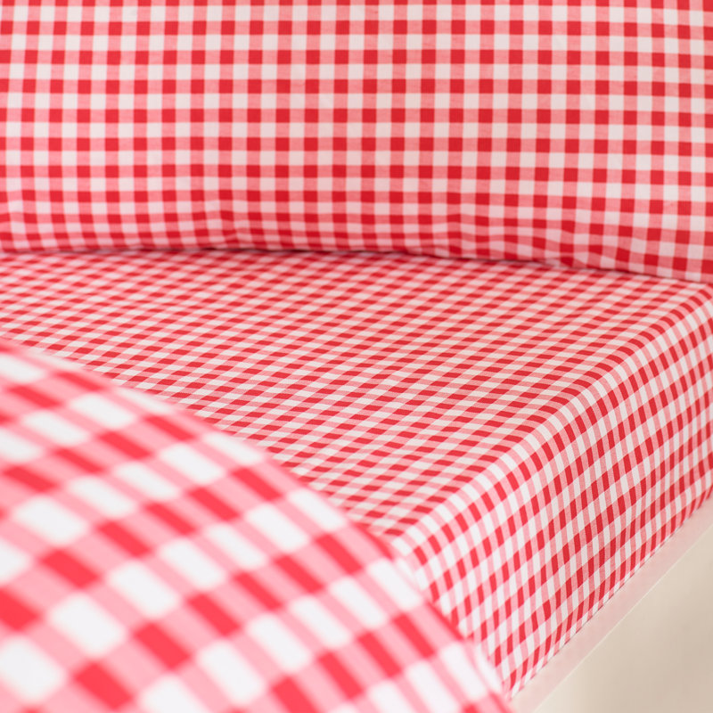 Bamford Gingham Check Fitted Sheet, Red, King