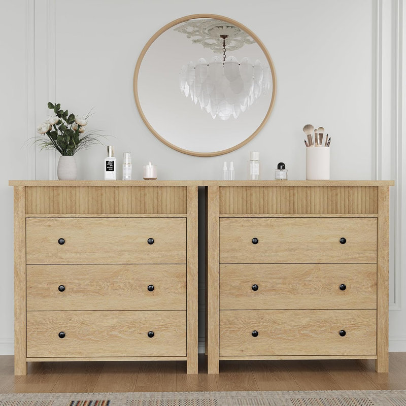 Commode 5 tiroirs pour table de chevet, commode en bois, table de bout cannelée, rangement pour le salon, le couloir et le vestibule