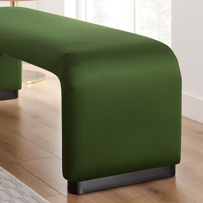 Modway Koda Velvet Upholstered Bench, Black, Moss Green