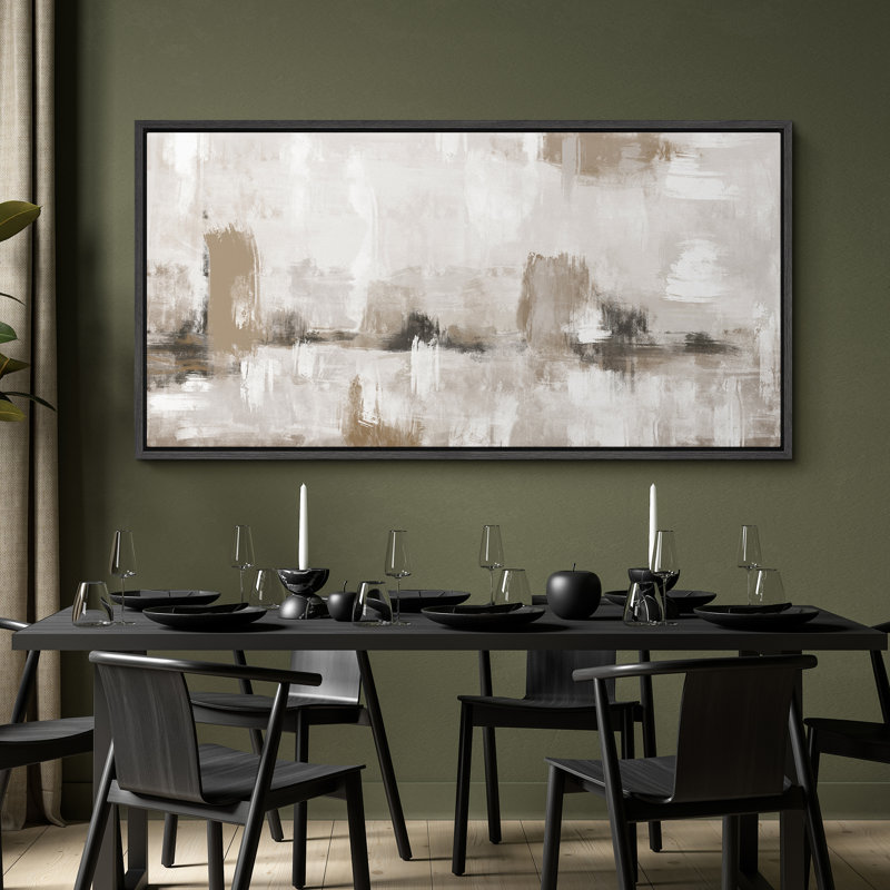 Modern Abstract Design in Neutral Tones Modern Art, Black, 30" H x 60" W