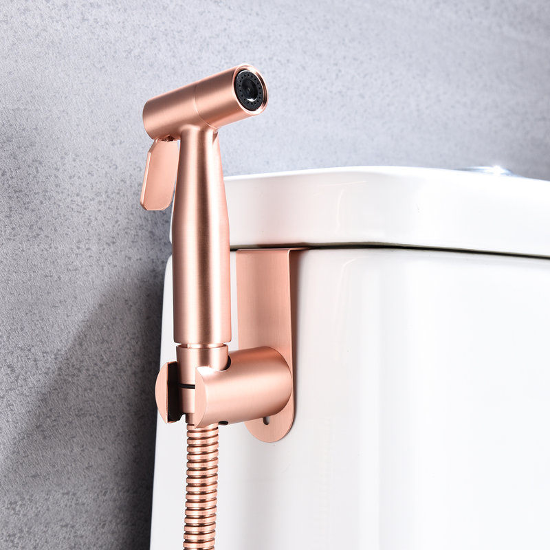 Hygienic Rose Gold Metal Handheld Toilet Bidet , Provides Convenient Cleaning With Adjustable Spray Intensity And Corrosion Feature For Toilet, Flow Properties