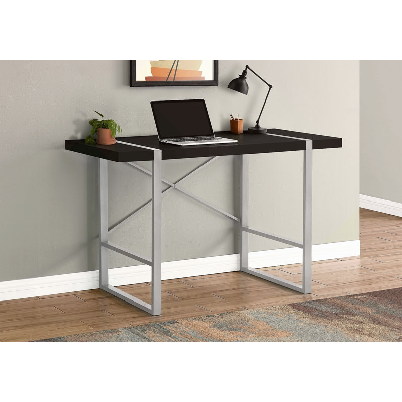 Bureau d'ordinateur, bureau personnel, ordinateur portable, L 48 po, stratifié de travail, métal gris, contemporain, moderne
