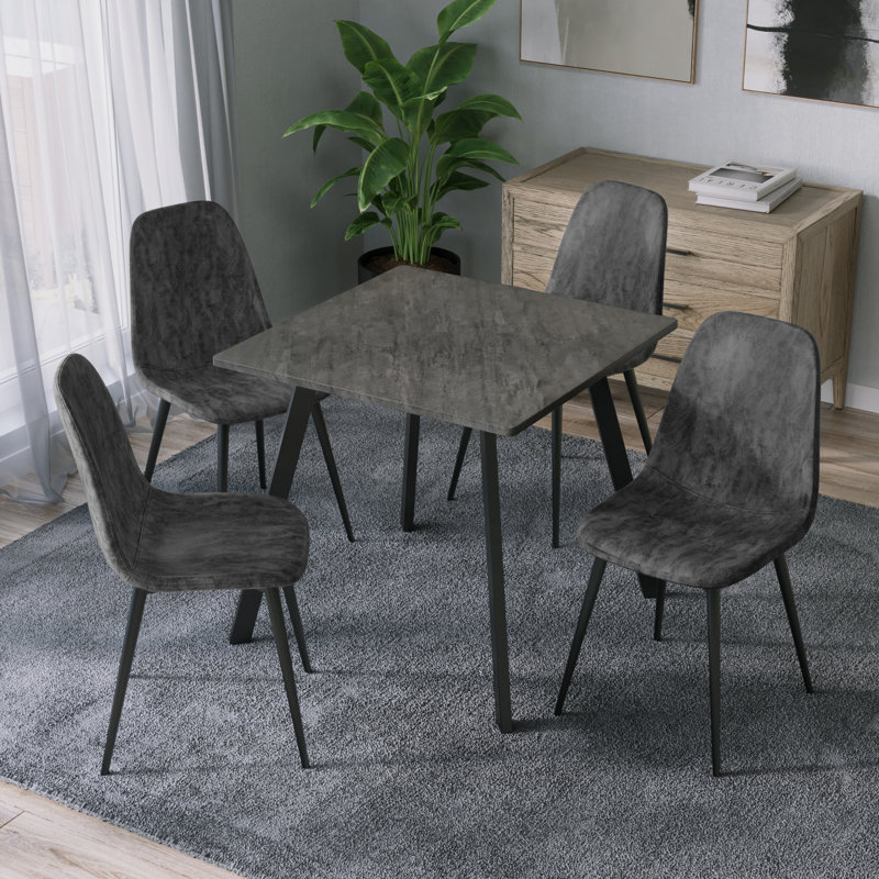 4 - Person Dining Set, Slate Grey, Black