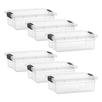  Clear Storage Boxes with Lids, 7.4 Quart BPA Free Plastic Containers, Bins for Organizing, Stackable Crates, Organizer Totes for Home, Office, School, and Dorm, 6 Pack