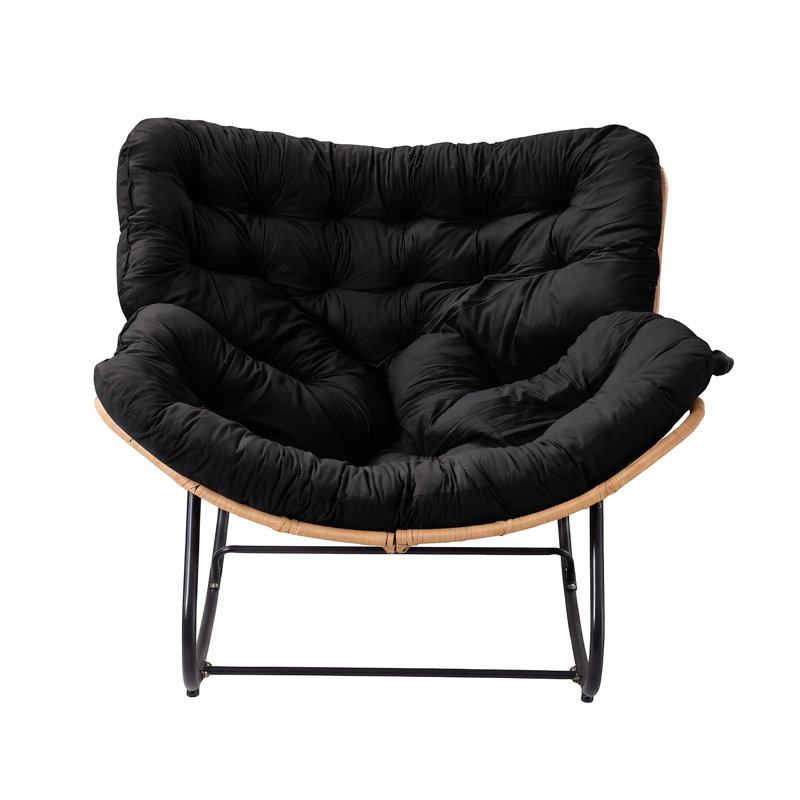 Fleece Fabric；Iron Rocking Chair, Black