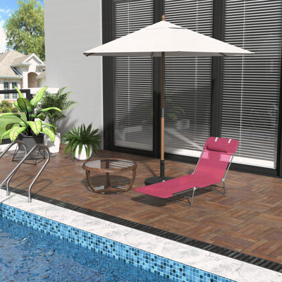 Chaise longue pliante avec siège inclinable à 5 positions et filet
