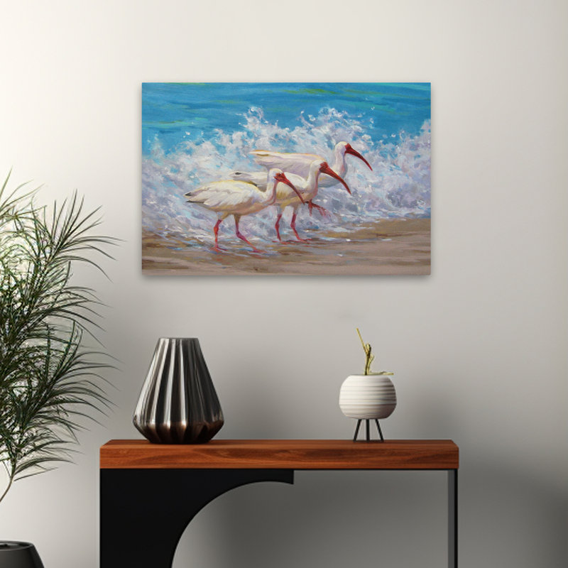Surf, pêche, animaux, oiseaux, nature, art animalier, H 16 po x l 24 po