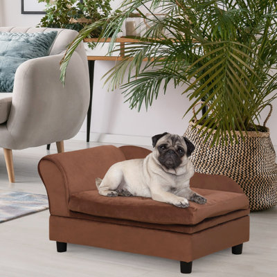 Comfy Pet pour chiens miniatures, rangement caché, coussin en mousse de 3 po, petit canapé brun pour chien avec compartiment de rangement, mousse, moderne, moelleux,