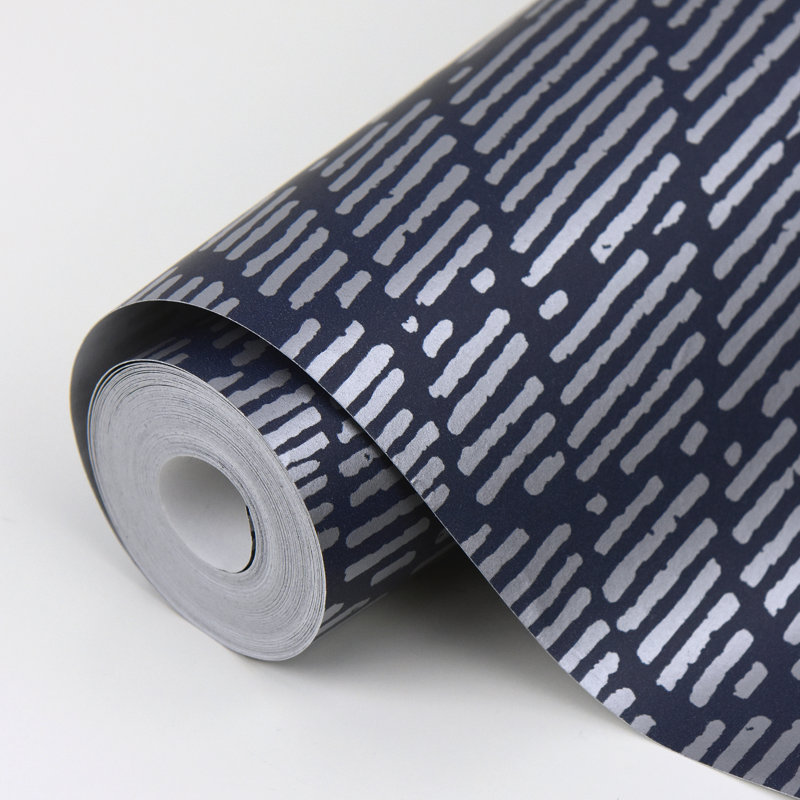 Blaise 10.06m x 52.07cm Semi-Gloss Paste the Wall Wallpaper Roll, Navy