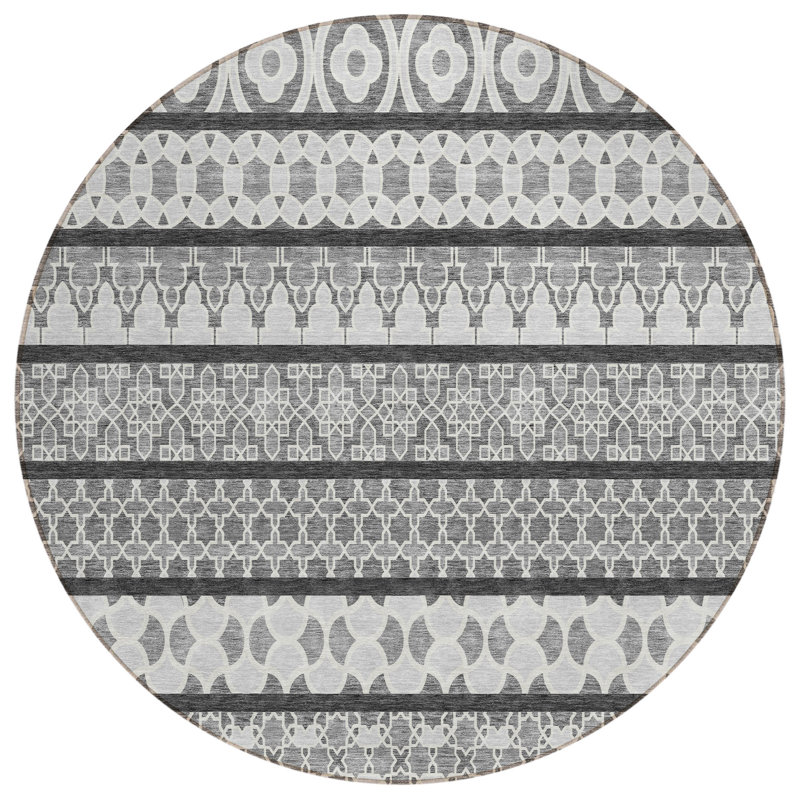 Alesio Washable Moroccan Indoor / Outdoor Rug, Round 8'