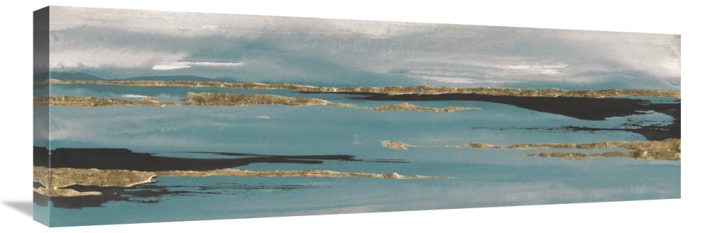 " Gilded Storm II Teal Gray Crop " by Chris Paschke East Urban Home