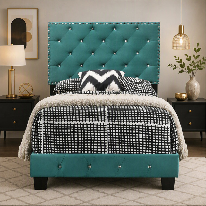 Charming Twin Bed In Refreshing Hue