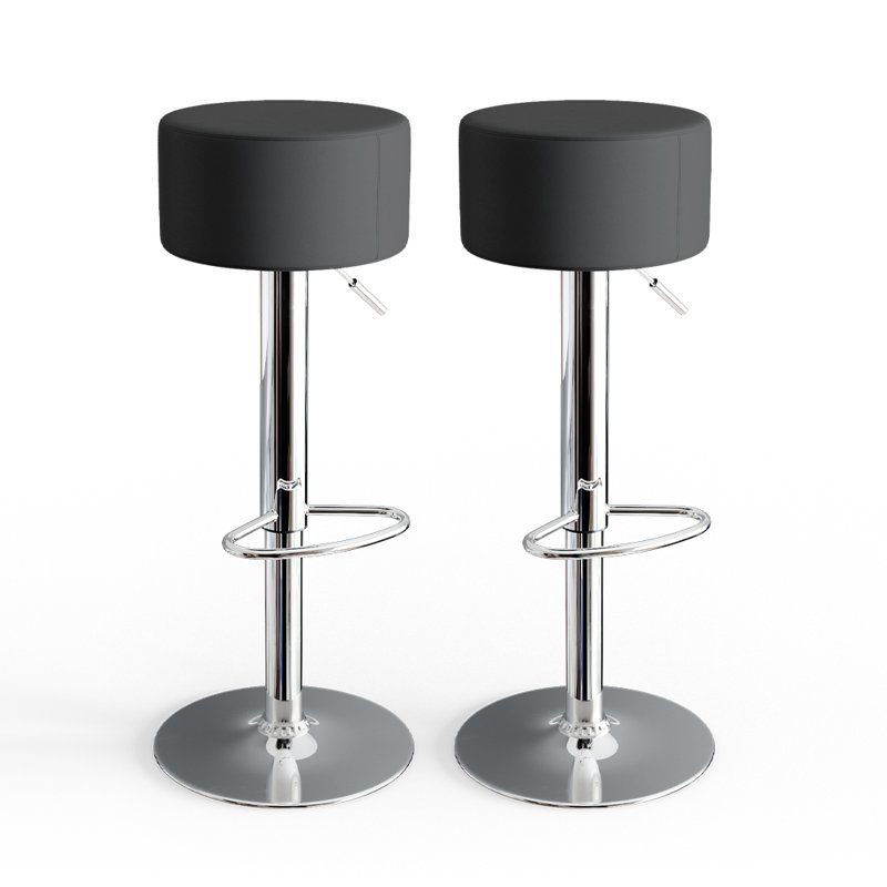 Abital Swivel Upholstered Adjustable Height Bar Stool, Black