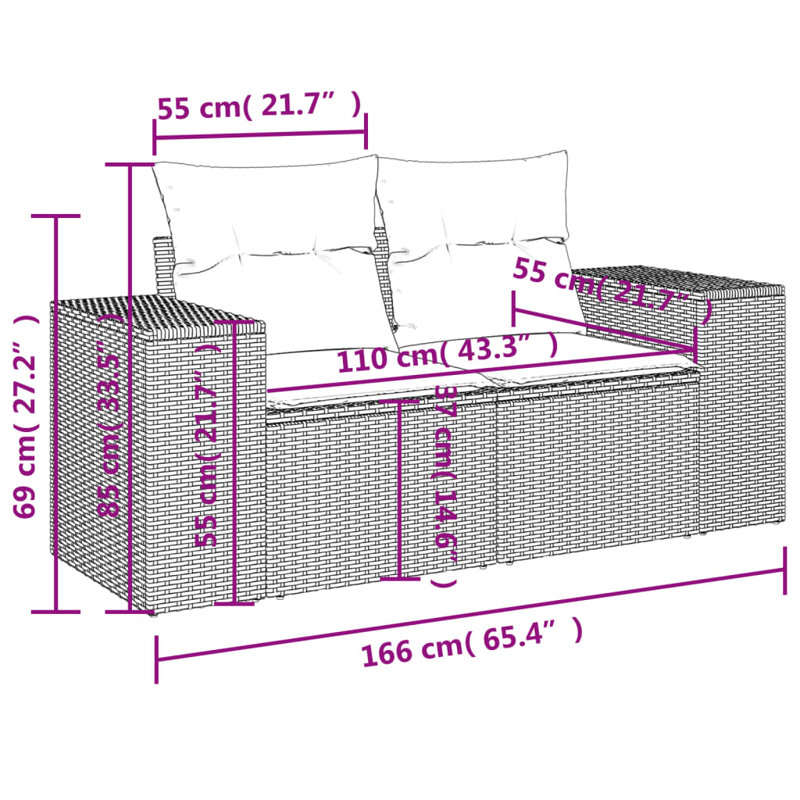 Ensemble de canapé modulaire en rotin PE 6 pièces Vidaxl