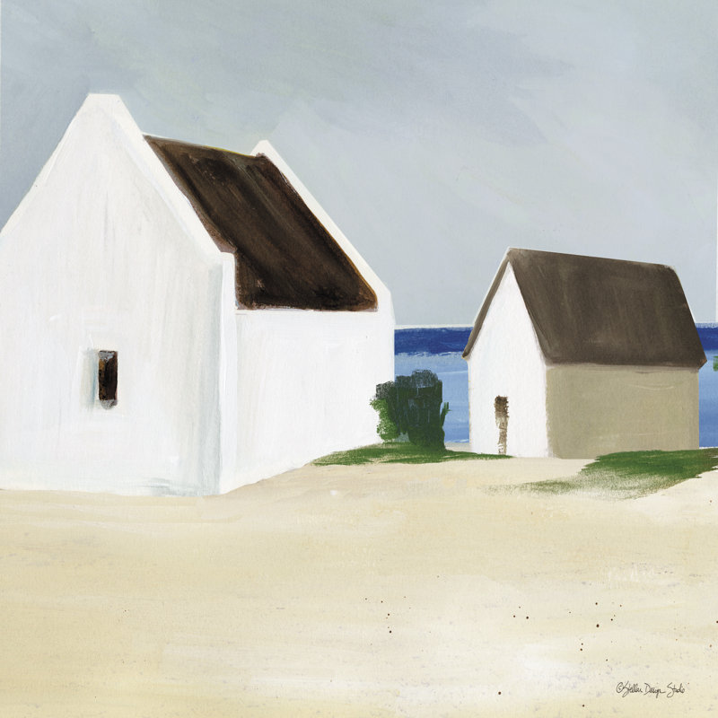 Beach Huts 2 encadrée par Stellar Design Studio, peinture, H 12 po x l 12 po, Non, Imprimé avec cadre blanc