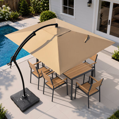  9' X 11' Outdoor Cantilever Umbrella with Counter Weights Base