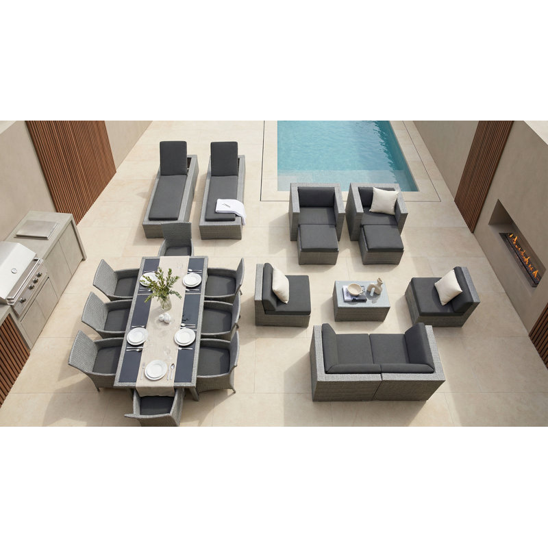Pavior 8 - Person Patio Conversation Set with Cushions, Gray, Coal Sunbrella® Canvas