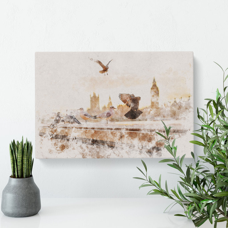 Pigeons - Wrapped Canvas, 50cm H x 76cm W x 3cm D
