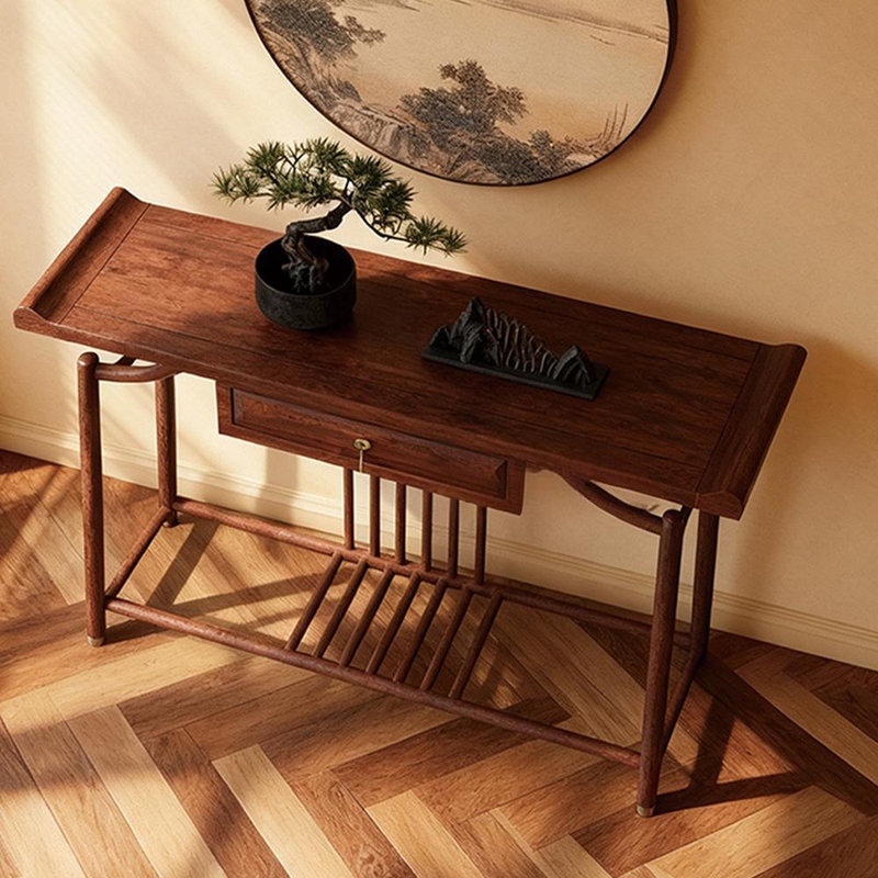 Nouvelle table d'entrée en bois massif de style chinois, H 35,4 po x l 63 po x P 15,7 po