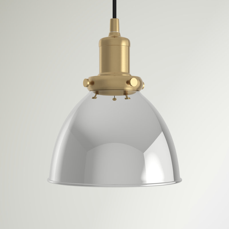 Luminaire suspendu en forme de dôme à 1 lumière Madison, Nickel poli / laiton