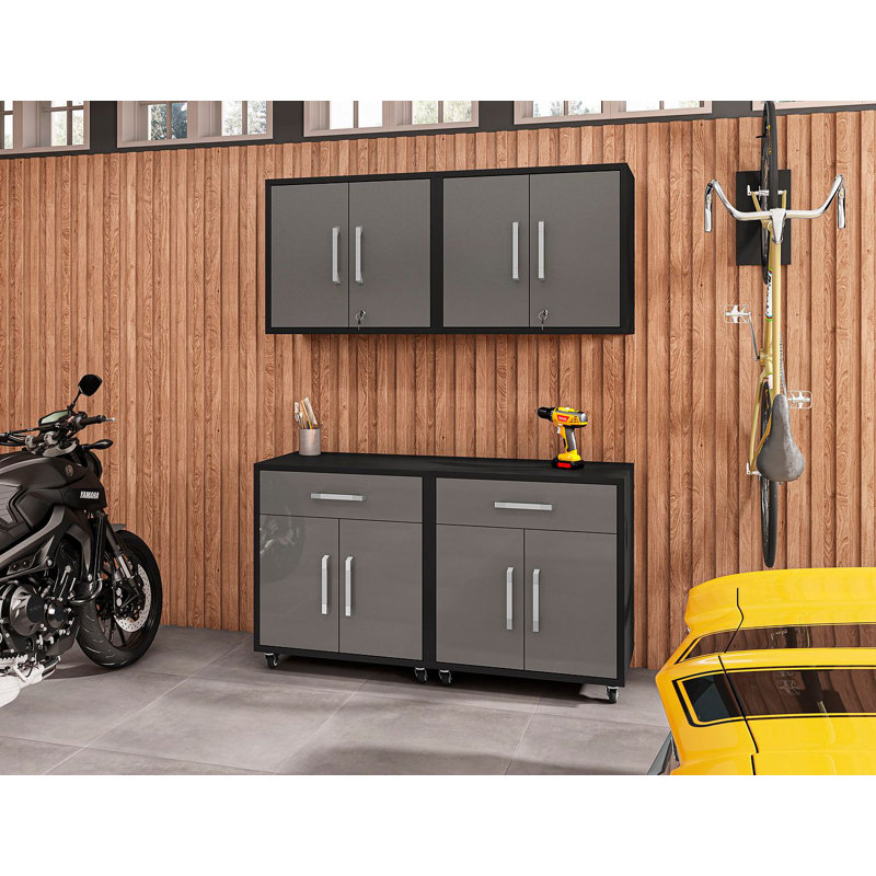 Aseem 4 Piece Storage System, Matte Black/Gray
