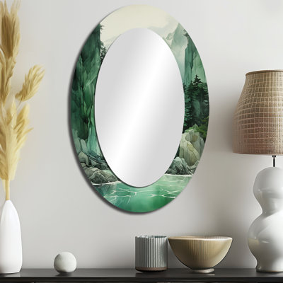 Green 0 Cliff Glacial Symmetry I - Miroir mural ovale Green Country
