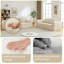 Canapé 2 places minimaliste en velours côtelé beige pour le salon