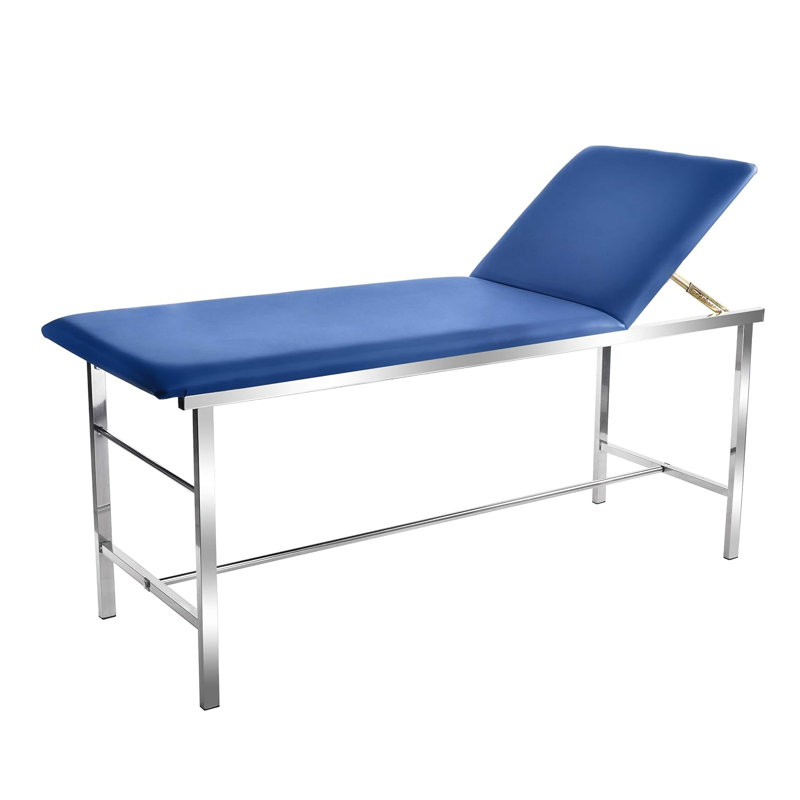 Blue Foam-Padded Adjustable Medical Exam Table with Steel Frame